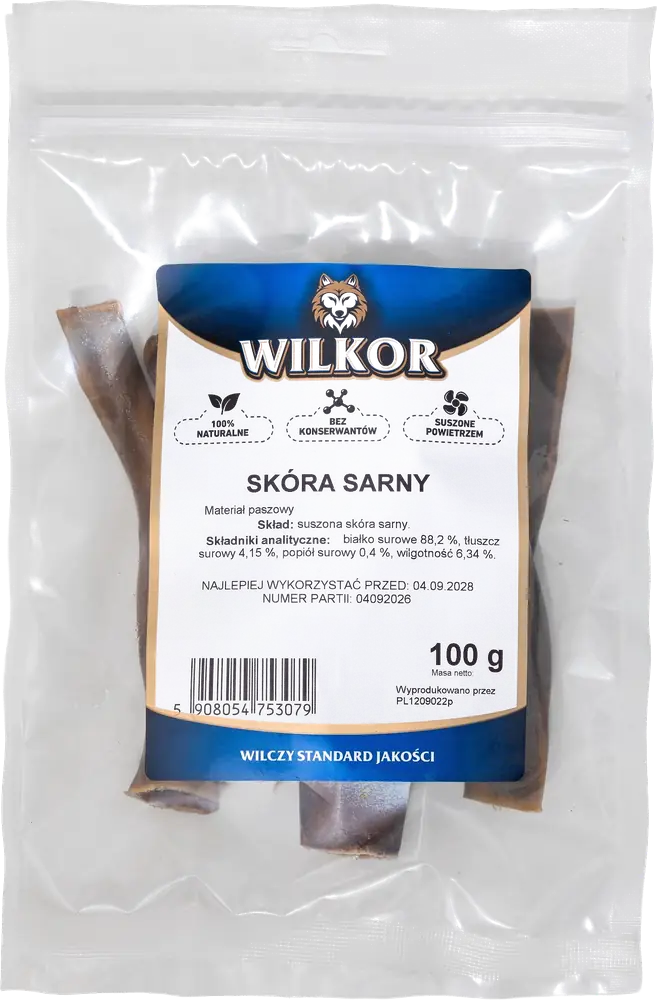 Skóra sarny, naturalny gryzak dla psa WILKOR
